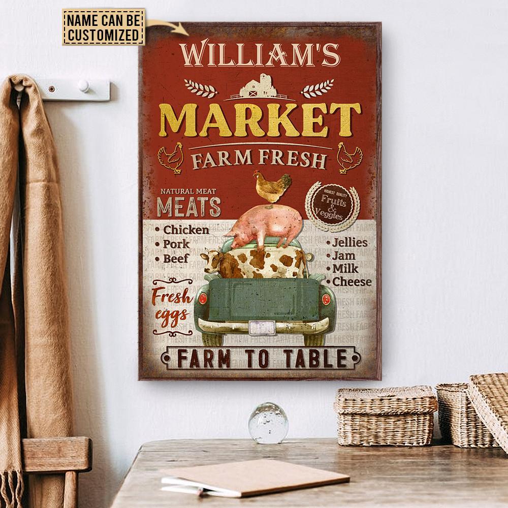 Aeticon Gifts Personalized Cattle Market Farm Fresh Canvas Mom Dad Gift Home Decor