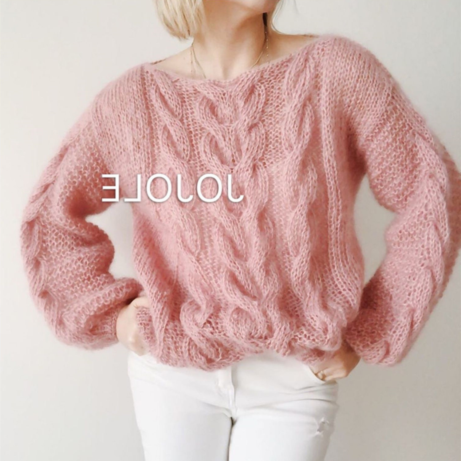 sweater woman autumn/winter loose lantern sleeve twist knitting solid color O-neck woman’s sweater dropshipping PYMY019 alx