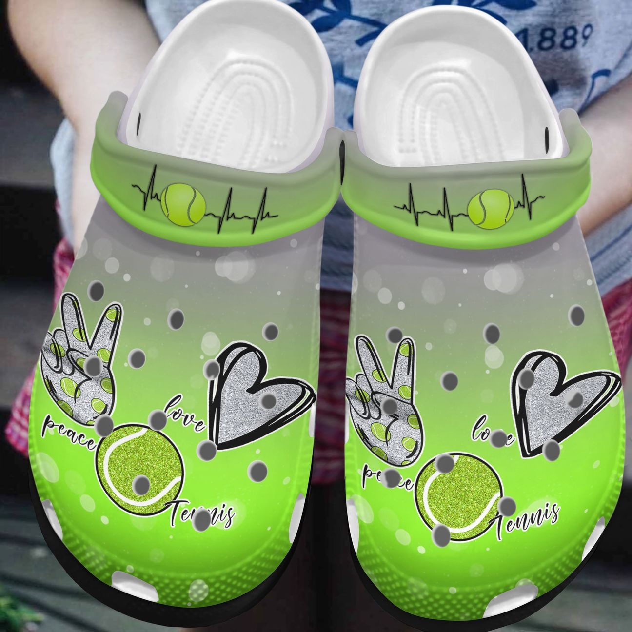 Tennis Personalized Clog, Custom Name, Text, Color, Number Fashion Style For Women, Men, Kid, Print 3D Peace Love Tennis