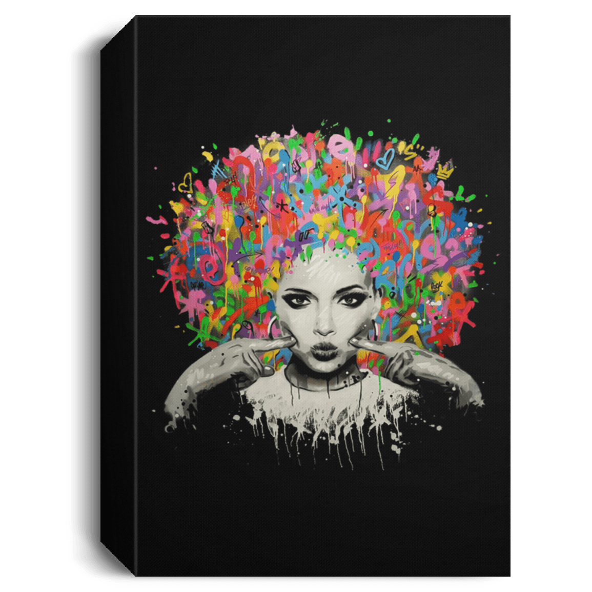 African American Canvas Art Melanin Woman Colorful Natural Hair Afrocentric Living Room Decor