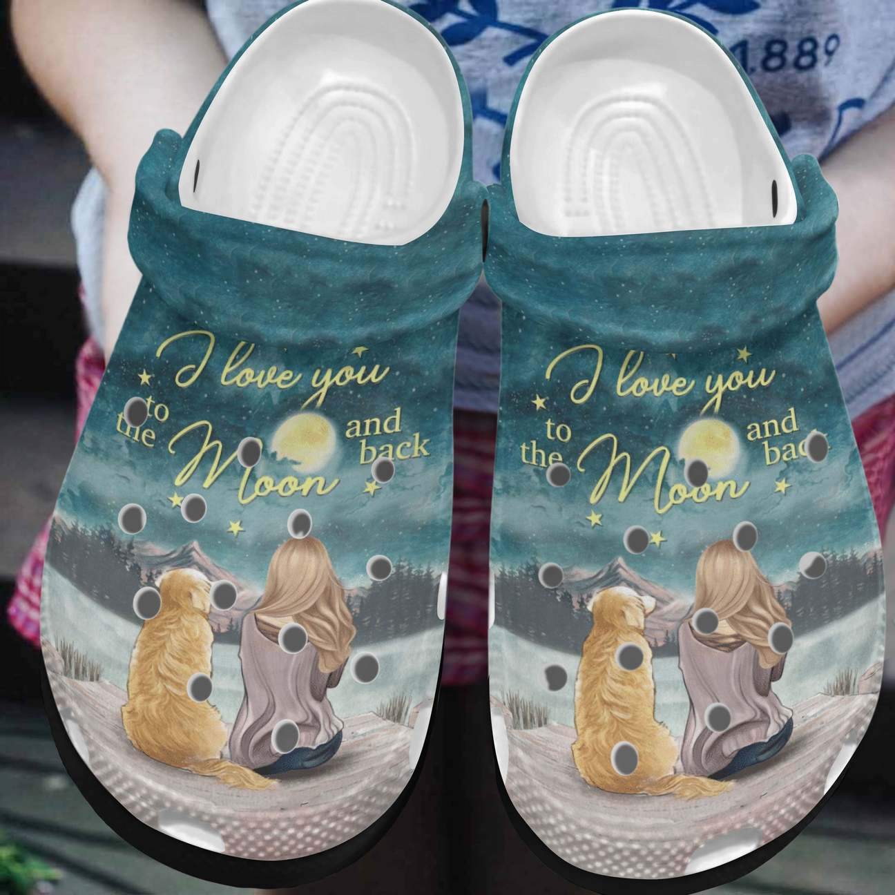 Dog Personalized Clog, Custom Name, Text, Color, Number Fashion Style For Women, Men, Kid, Print 3D I Love You To The Moon