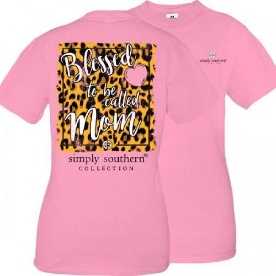 Simply Southern Preppy Blessed To Be Called Mom Leopard T-Shirt