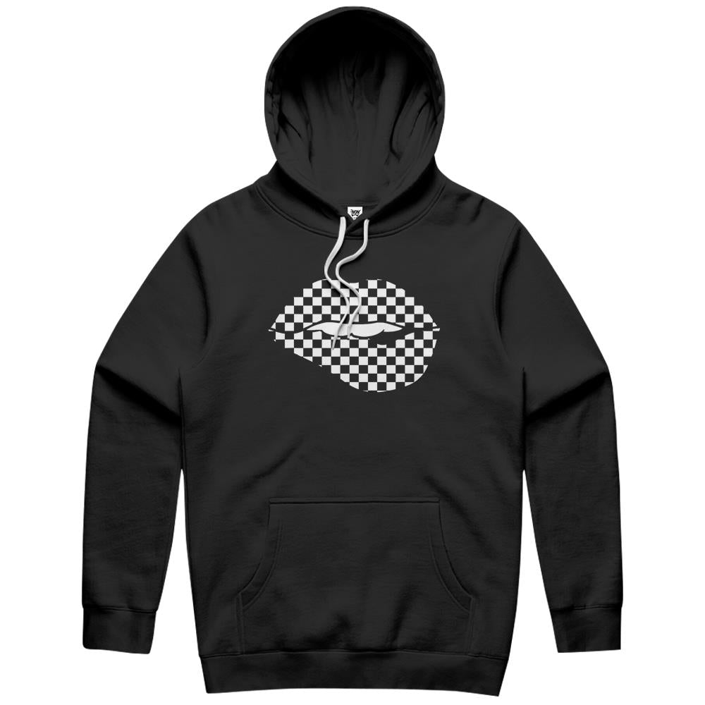 Funny Checkered Black White Lip Gift Cute Checkerboard Hoodie