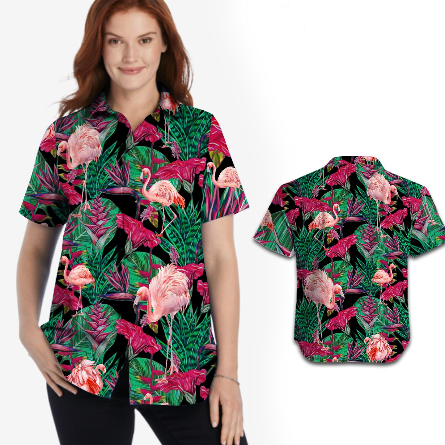 Flamingo Tropical Floral Women Hawaii Shirt For Lovers Ha95695