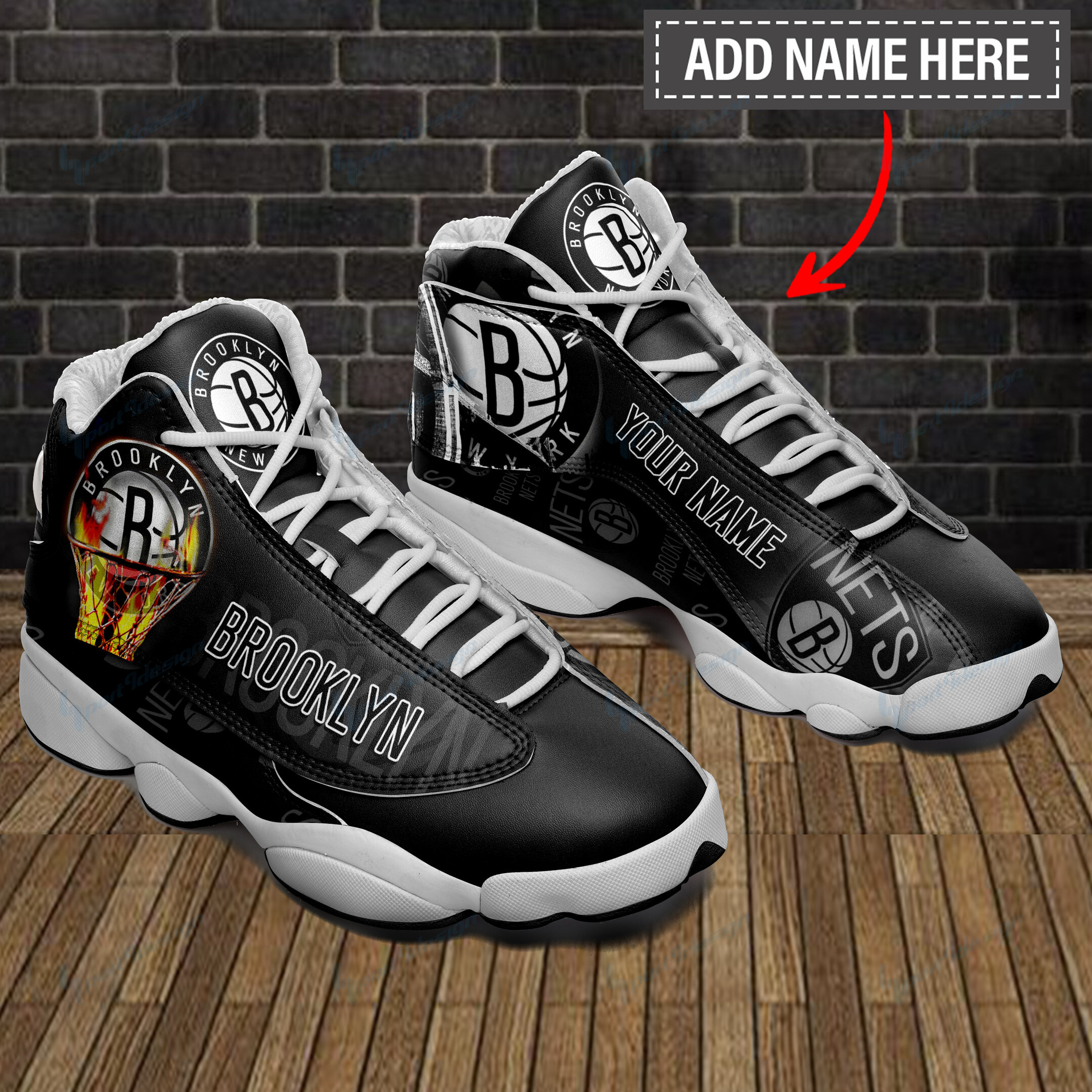 Brooklyn Nets Personalized Ajd13 Sneakers Bg48