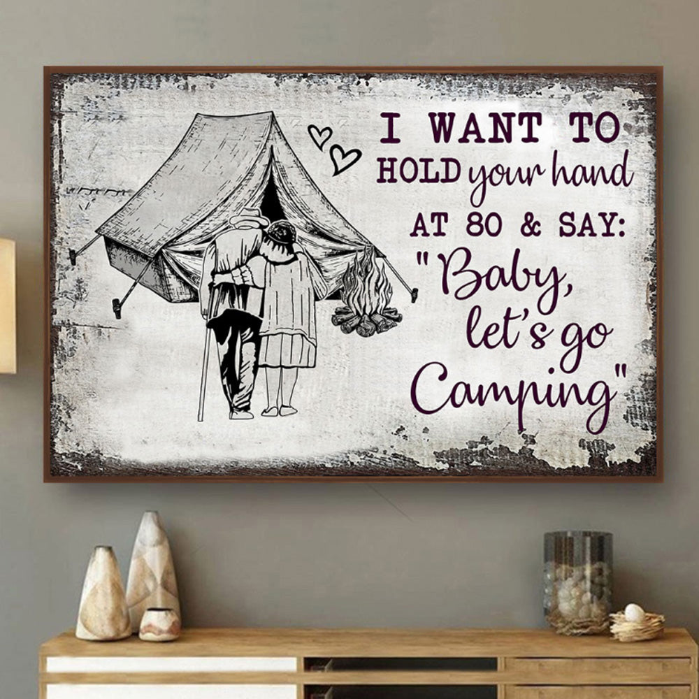 Camping Couple Tent Hold Your Hand Landscape Poster & Canvas For Grandparents Home Decor Wall Art Visual Art