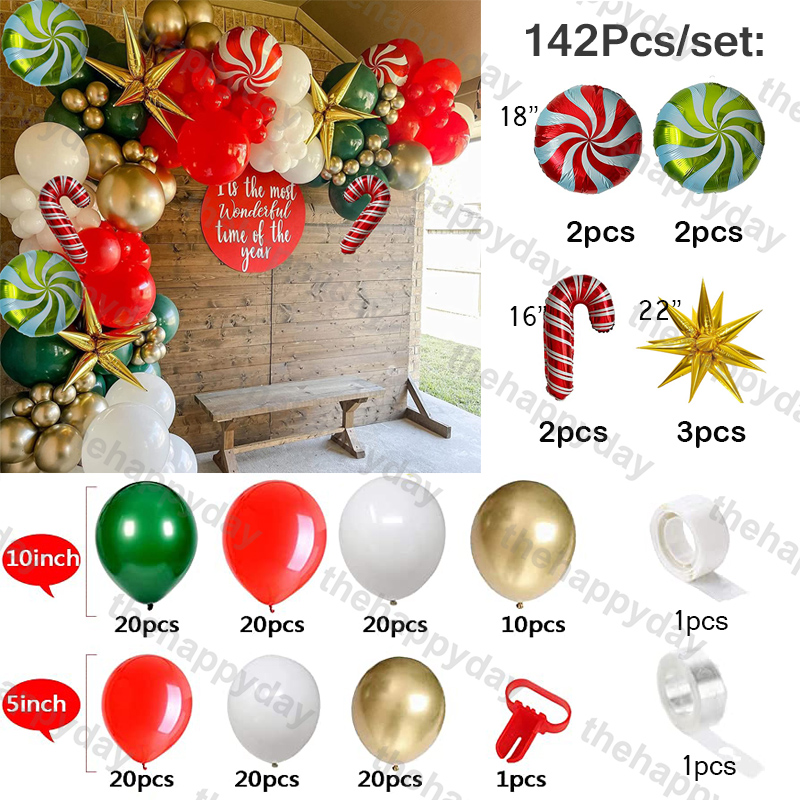 Christmas Balloon Arch Green Gold Red Box Candy Balloons Garland Cone Explosion Star Foil Balloons New Year Christma Party Decor alx