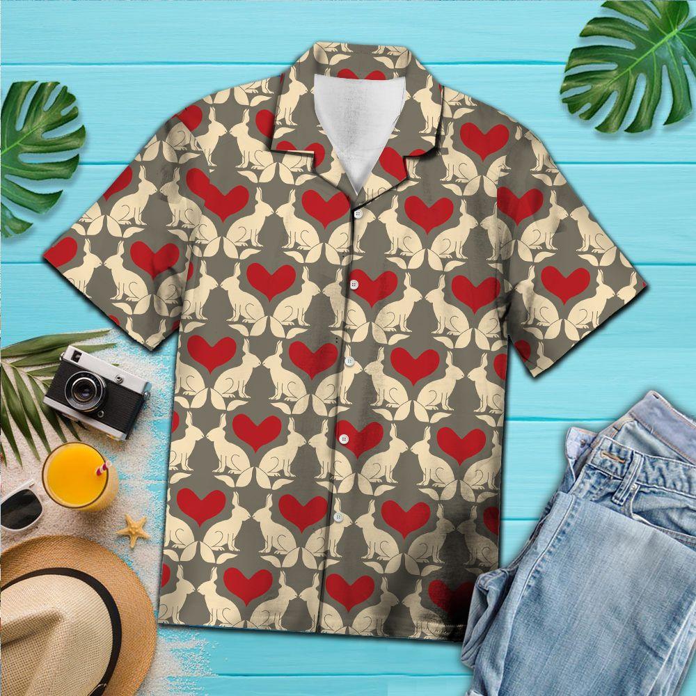 Aloha Shirt Mother’s day Father’s day unique gift ideas for mom & dad from daughter & son kids, meaningful birthday presents –  Rabbit And Heart G5811- Hawaiian Shirt