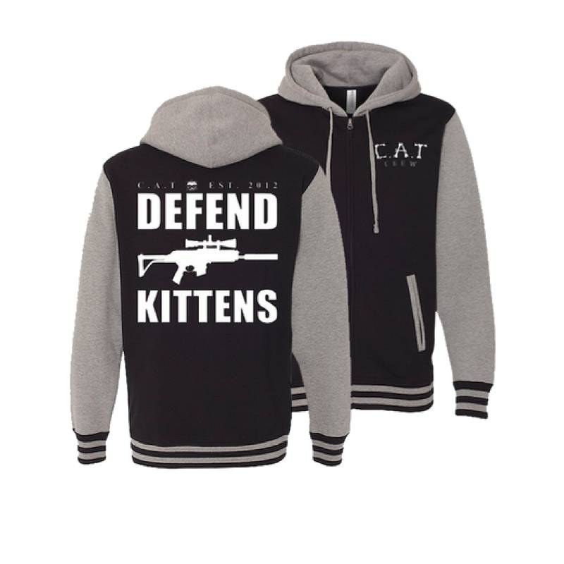 DEFEND KITTENS ZIP-UP HOODIE