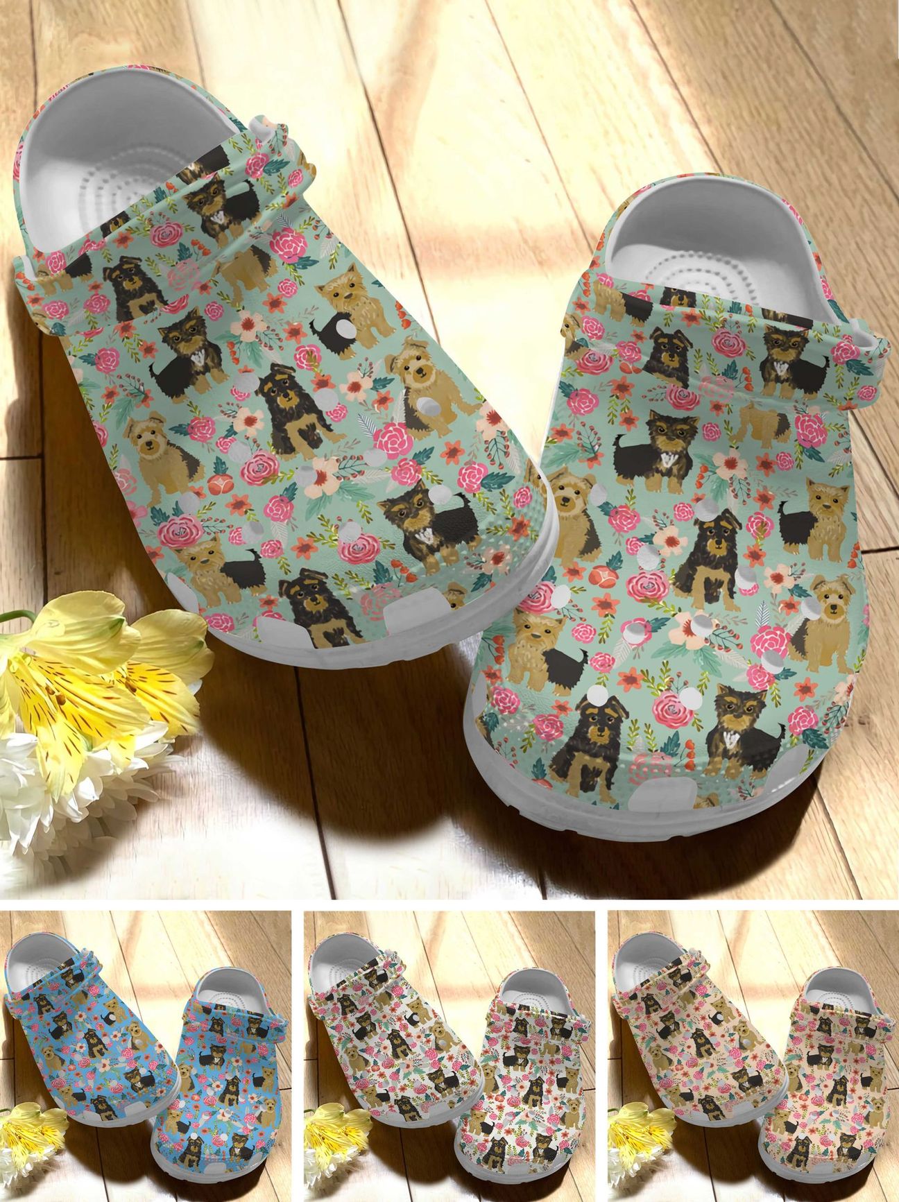 Yorkie Personalize Clog, Custom Name, Text, Fashion Style For Women, Men, Kid, Print 3D 5 Colors