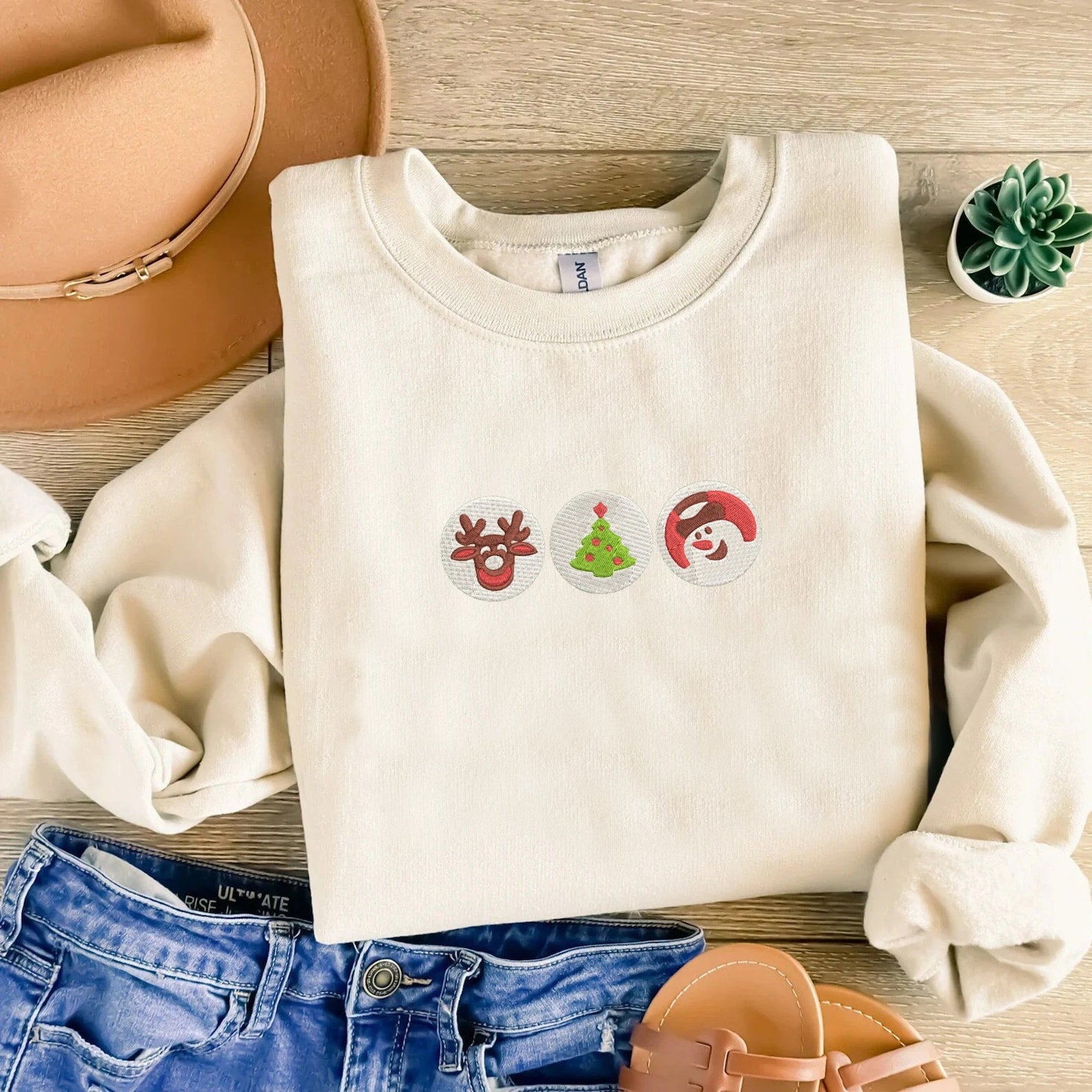 Christmas Sugar Cookie Embroidered Sweatshirt