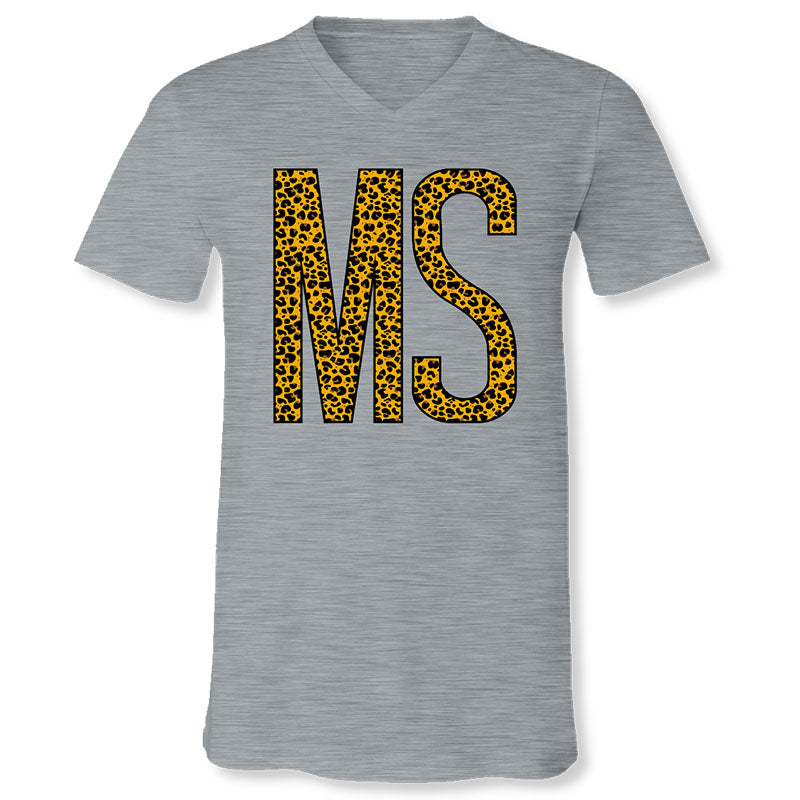 Sassy Frass Mississippi Leopard V-Neck Canvas T-Shirt