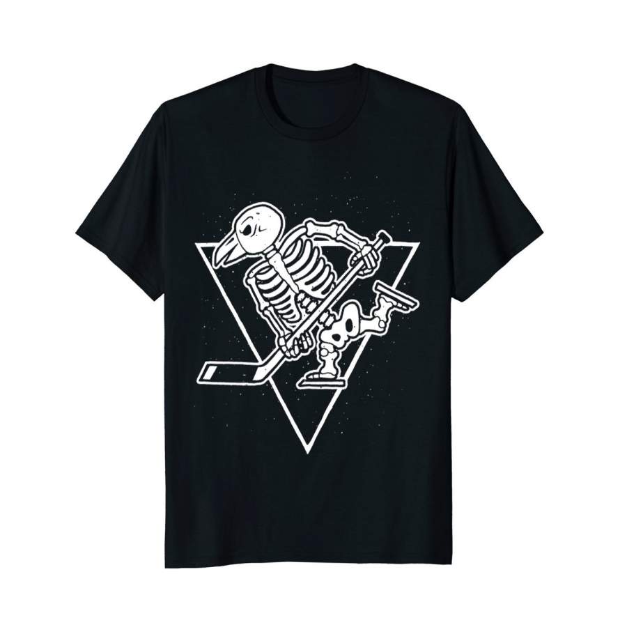 Hockey Penguin Skeleton T Shirt for Men Cotton T-shirt Printed T Shirts