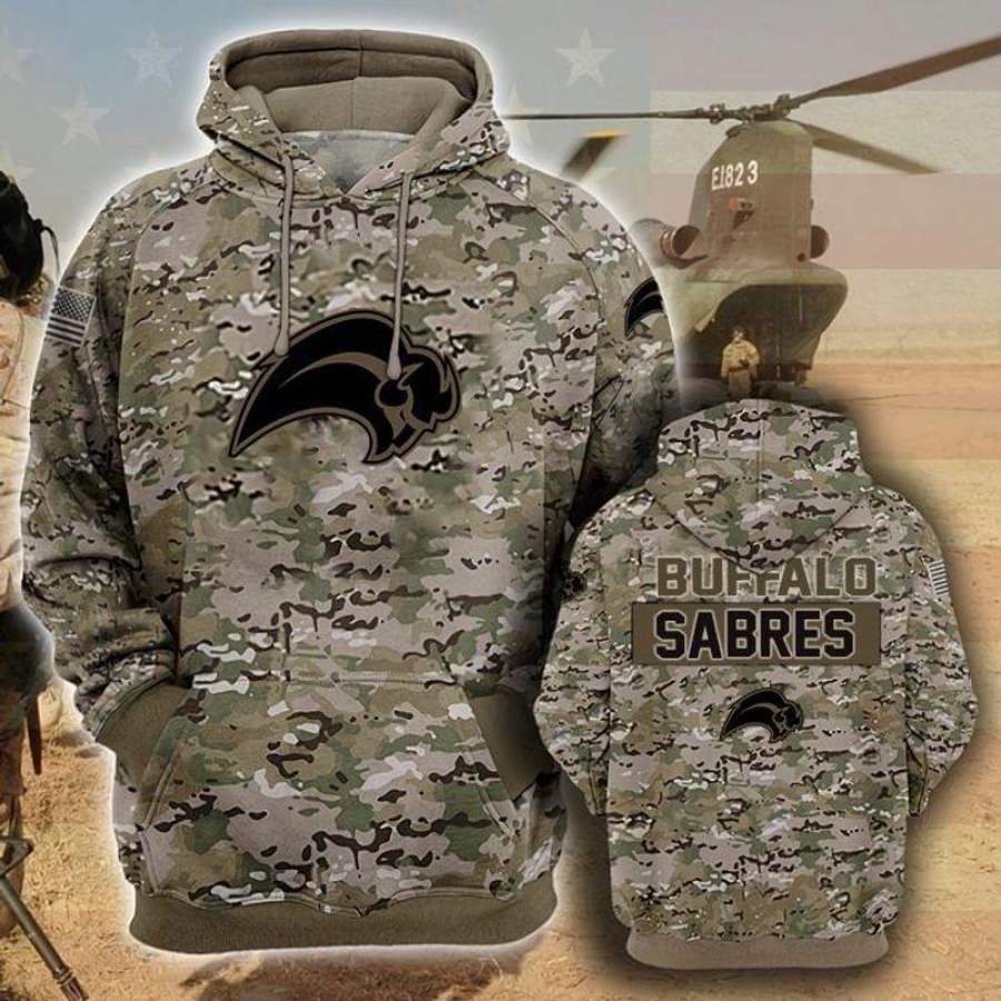 Buffalo Sabres Camouflage Veteran Hoodie Unisex 3D All Over Print