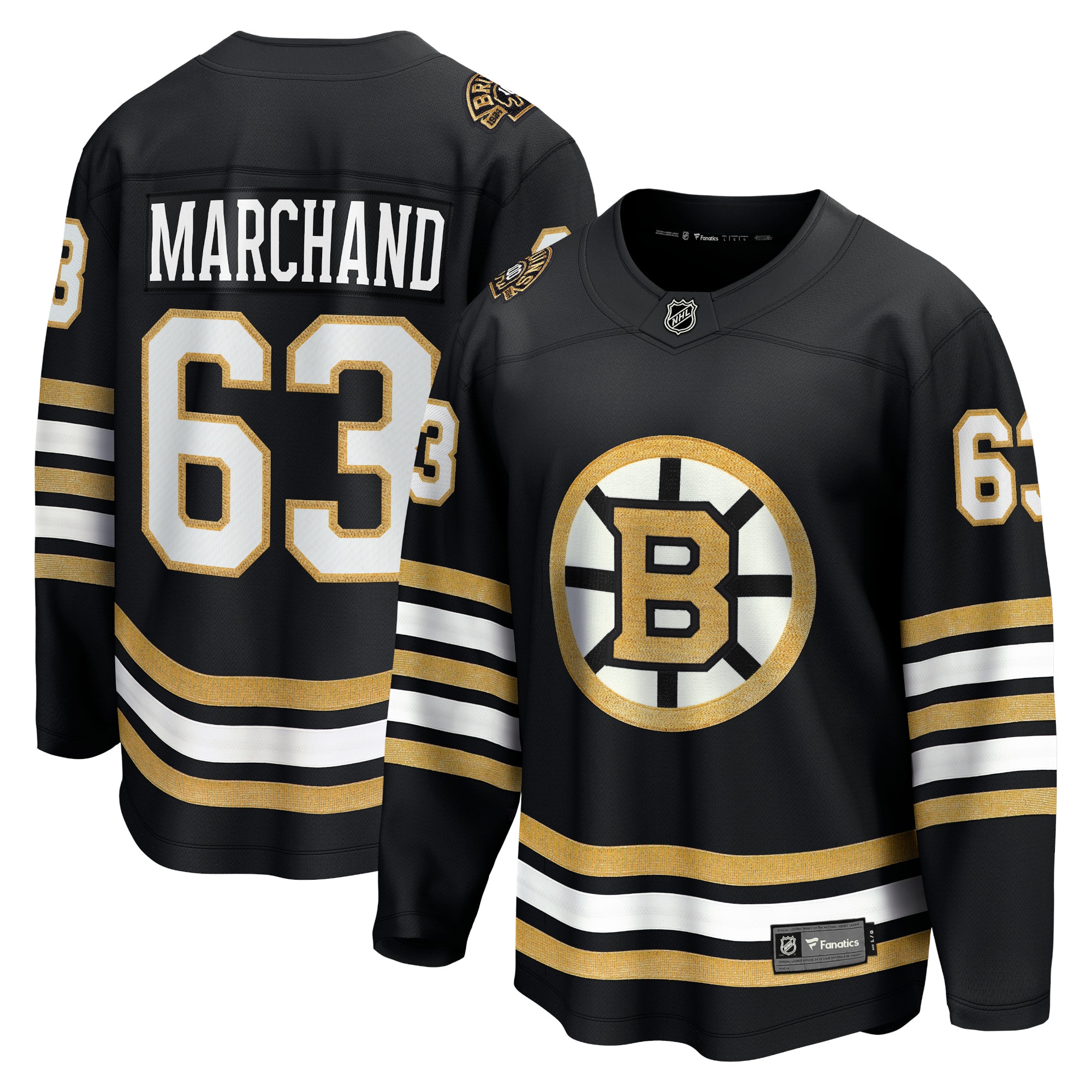 Brad Marchand Boston Bruins Branded 100th Anniversary Premier Breakaway Player Jersey – Black