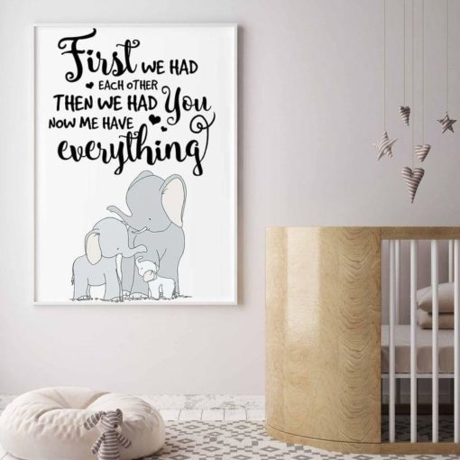 First We Had Each Other Then We Had You Now We Have Everything Elephants Family Love Canvas Poster