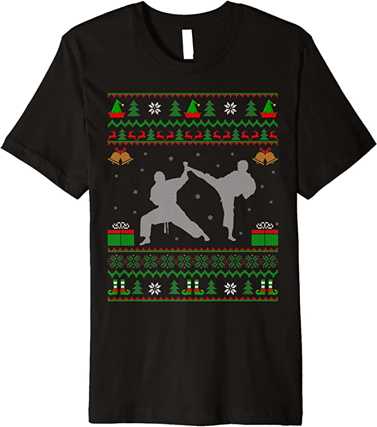 Ugly Christmas Sweater Style Karate Xmas Premium T-Shirt