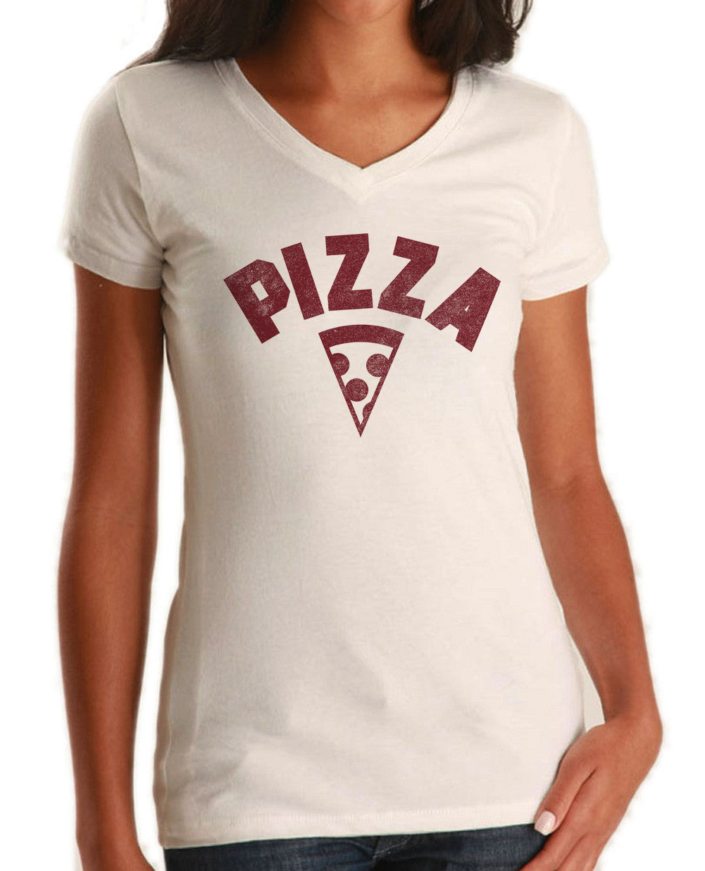 Women’S Team Pizza Vneck T-Shirt Vintage Retro Athletic Logo Inspired