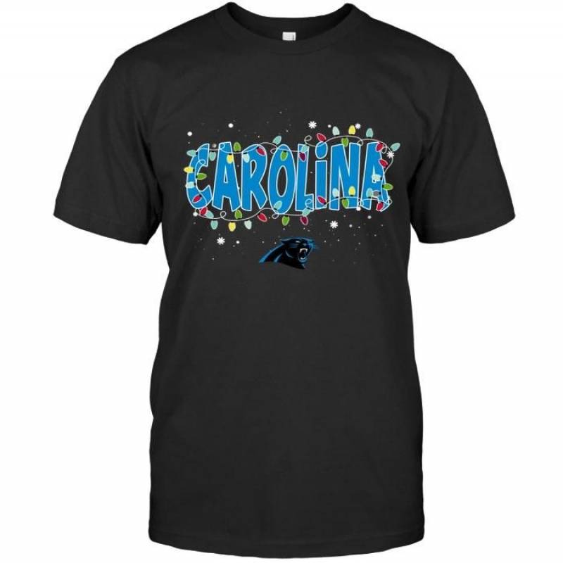 Carolina Panthers Christmas Fairy Lights T Shirt