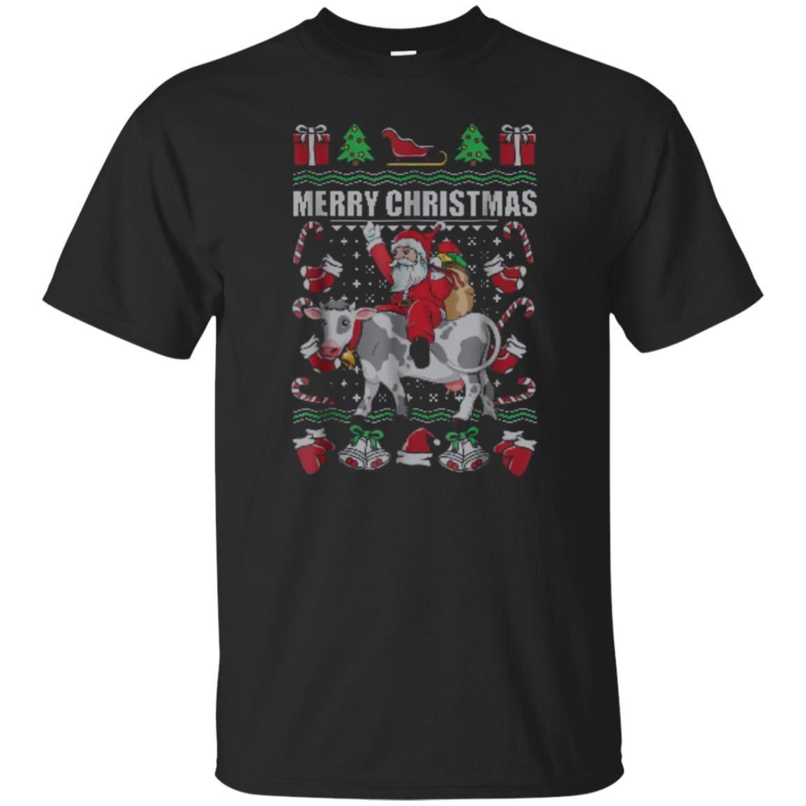 Check out this awesome Santa Riding Cow Ugly Christmas Shirt Cow Lover Xmas Gift