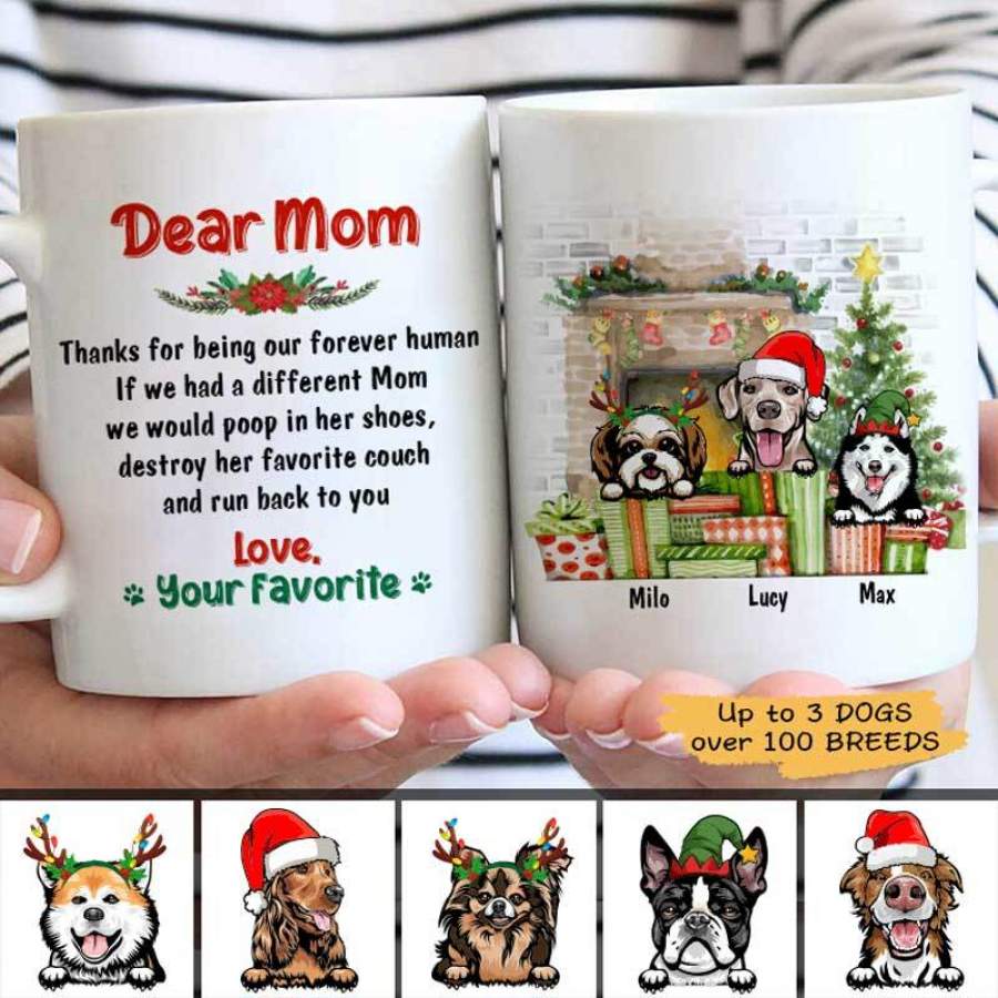 Dear Dog Mom Christmas Personalized Custom Dog Coffee Mug Gifts For Dog Mom Lovers