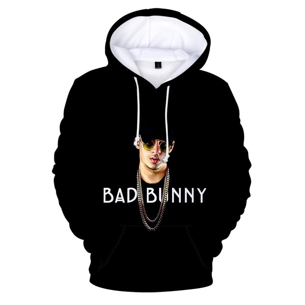 Bad Bunny 3D Hoodie With Pocket Long Sleeve Pullover Sweatshirt For Men Women