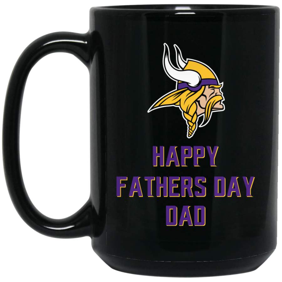 Minnesota Vikings Logo Purple-Yellow Happy Fathers Day Dad BM15OZ 15 oz. Black Mug