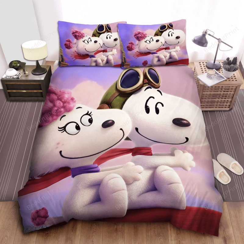 Peanuts Snoopy & Fifi Flying Bed Sheets Spread Comforter Duvet Quilt Bedding Set