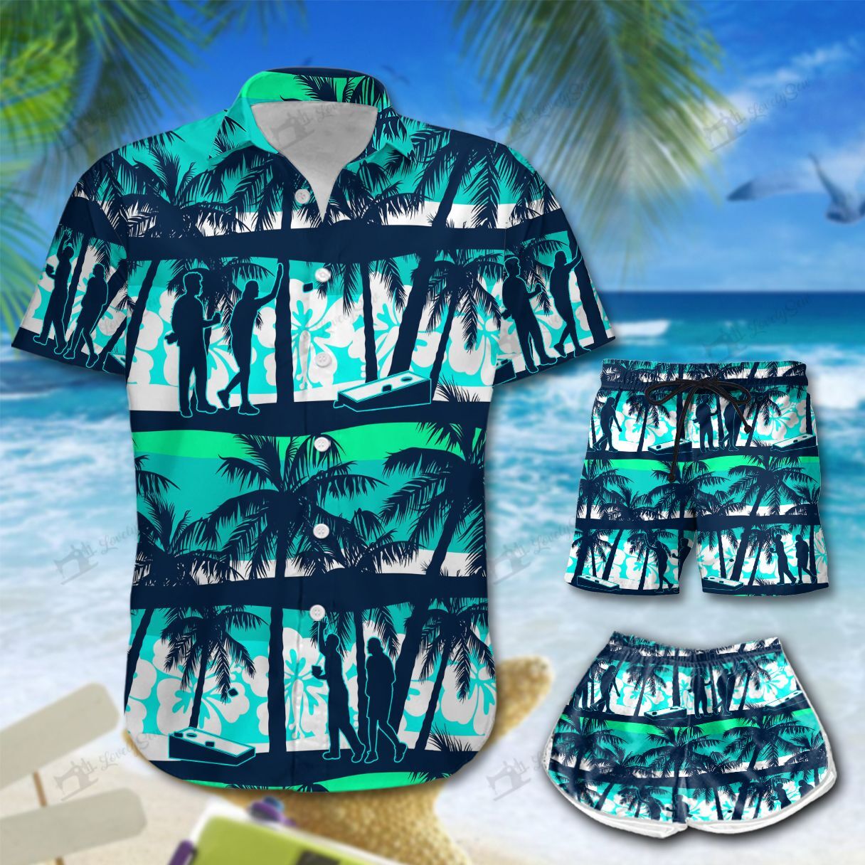 Cornhole Palm Tree Hawaiian Shirt Shorts Ha98568