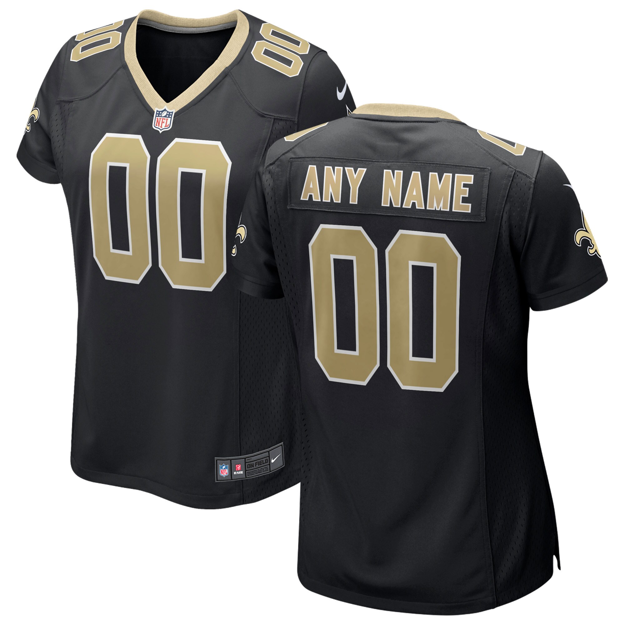 Women’s Black New Orleans Saints Custom Game Jersey