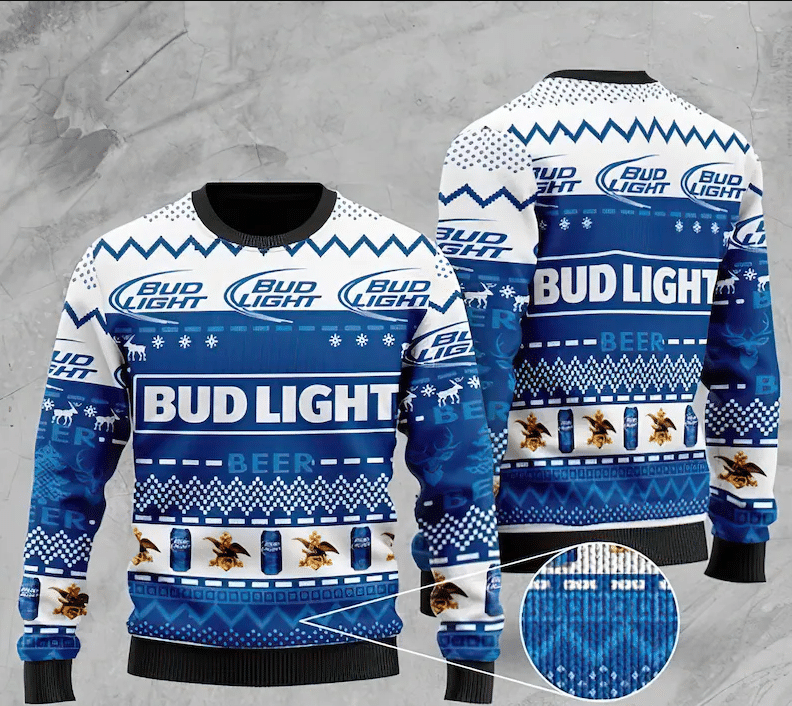 Bud Light Beer Ugly Christmas Sweater 2021