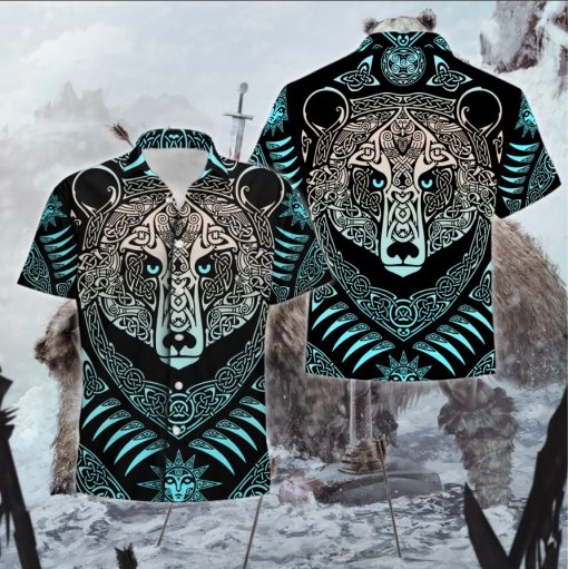 Viking Bear Pattern Hawaiian Shirt