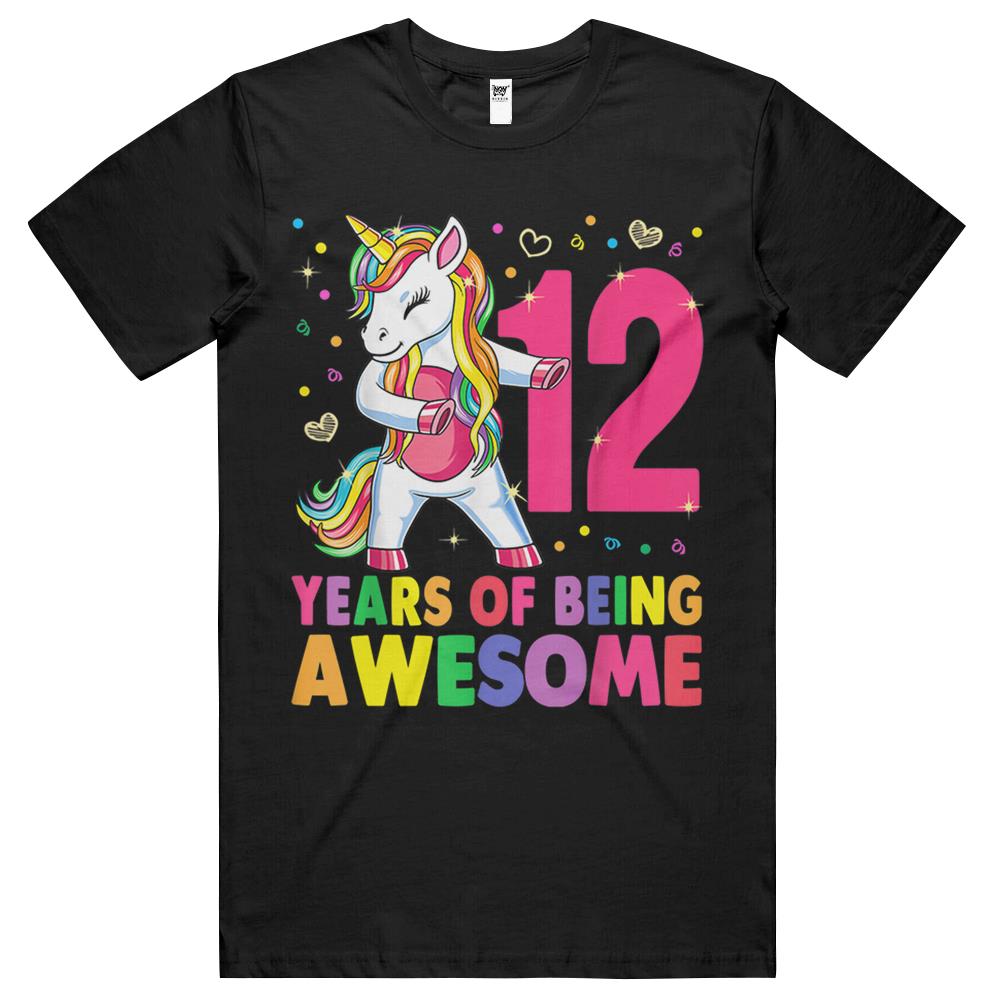 12 Years Old Unicorn Flossing 12Th Birthday Girl Unicorn T Shirts