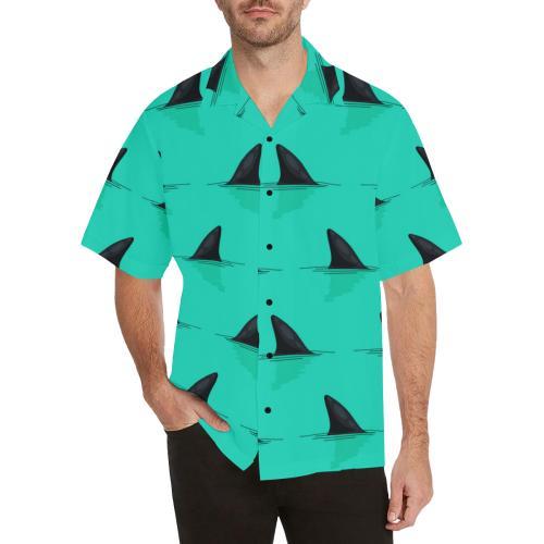 Shark Fin Pattern Hawaiian Shirt