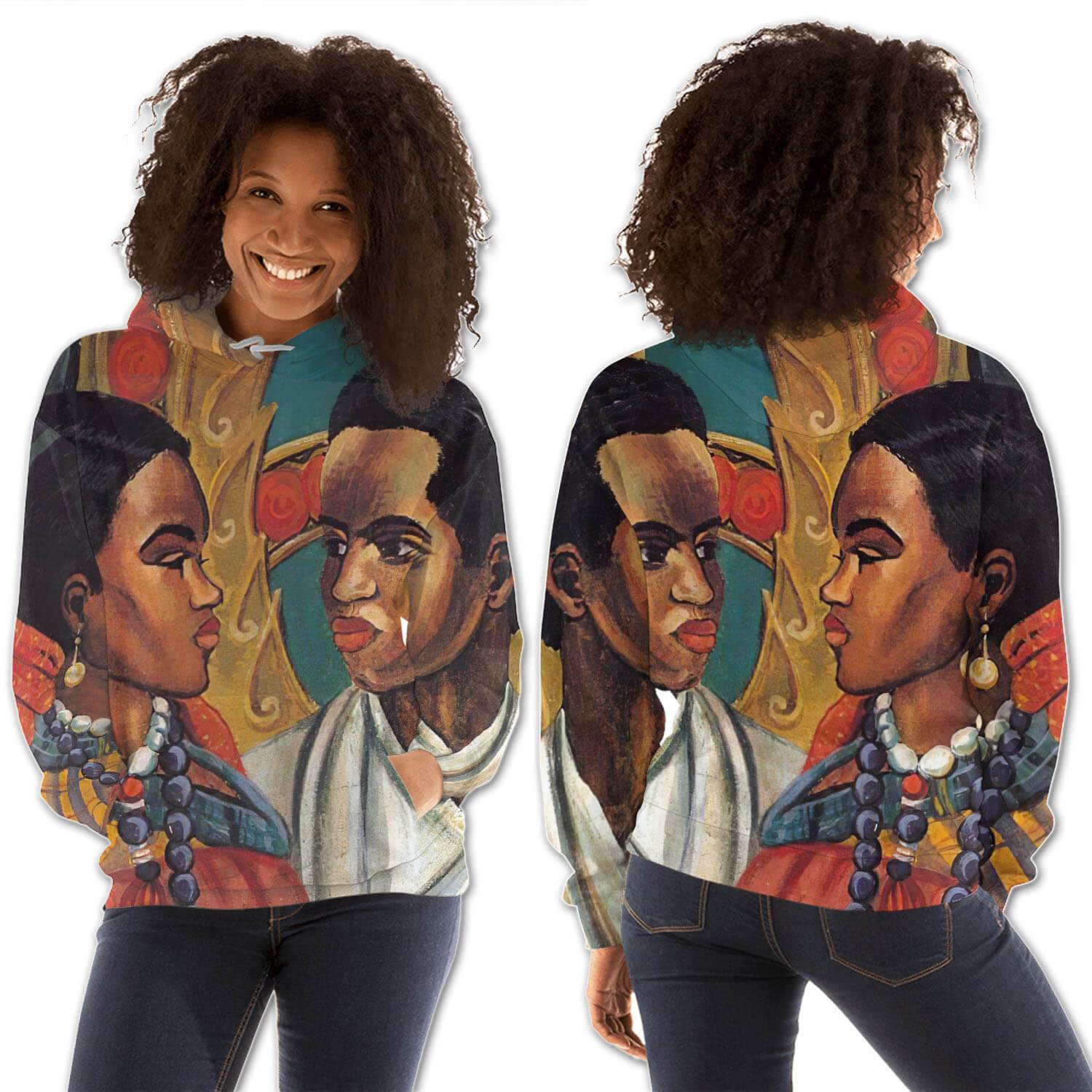 African American Hoodies Beautiful African American Girl All Over Print Womens Hooded Sweatshirt African American Fashion BPS06131