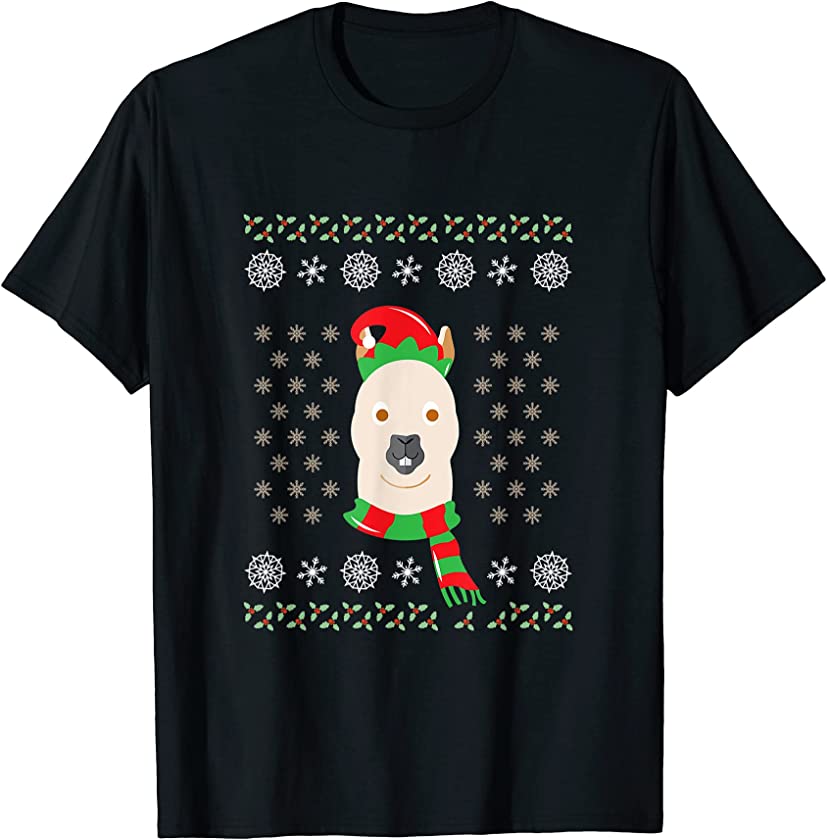 Big Santa Llama Ugly Christmas Cool Funny T-Shirt