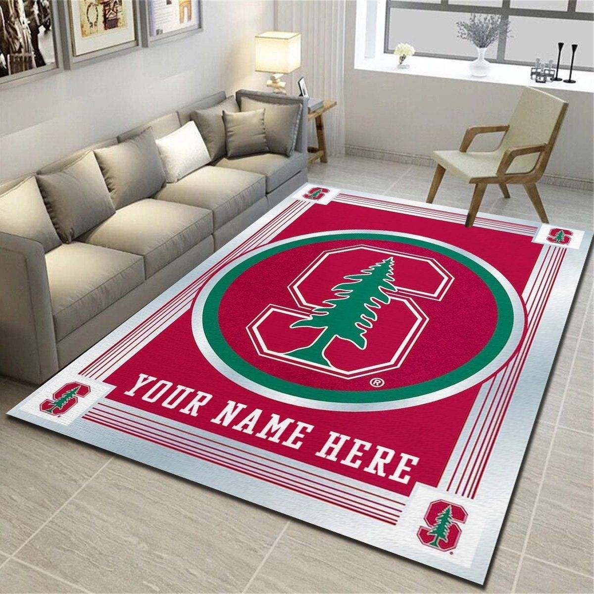 Stanford Cardinal Personalized Area Rug, Living Room Bedroom Carpet, Customized Floor Decor