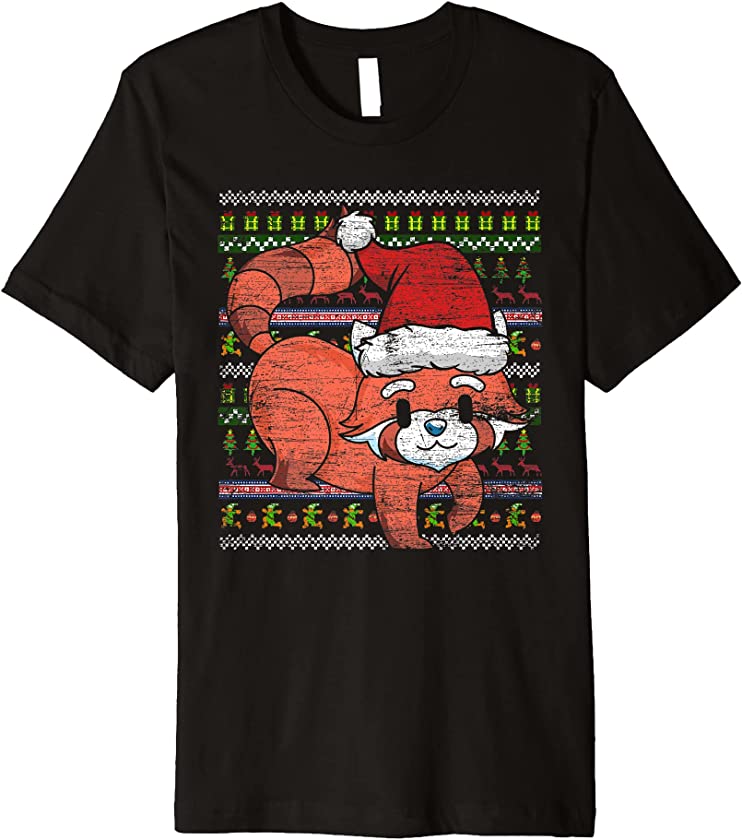 Ugly Christmas Cute Animal Lover Merry Xmas Red Panda Premium T-Shirt