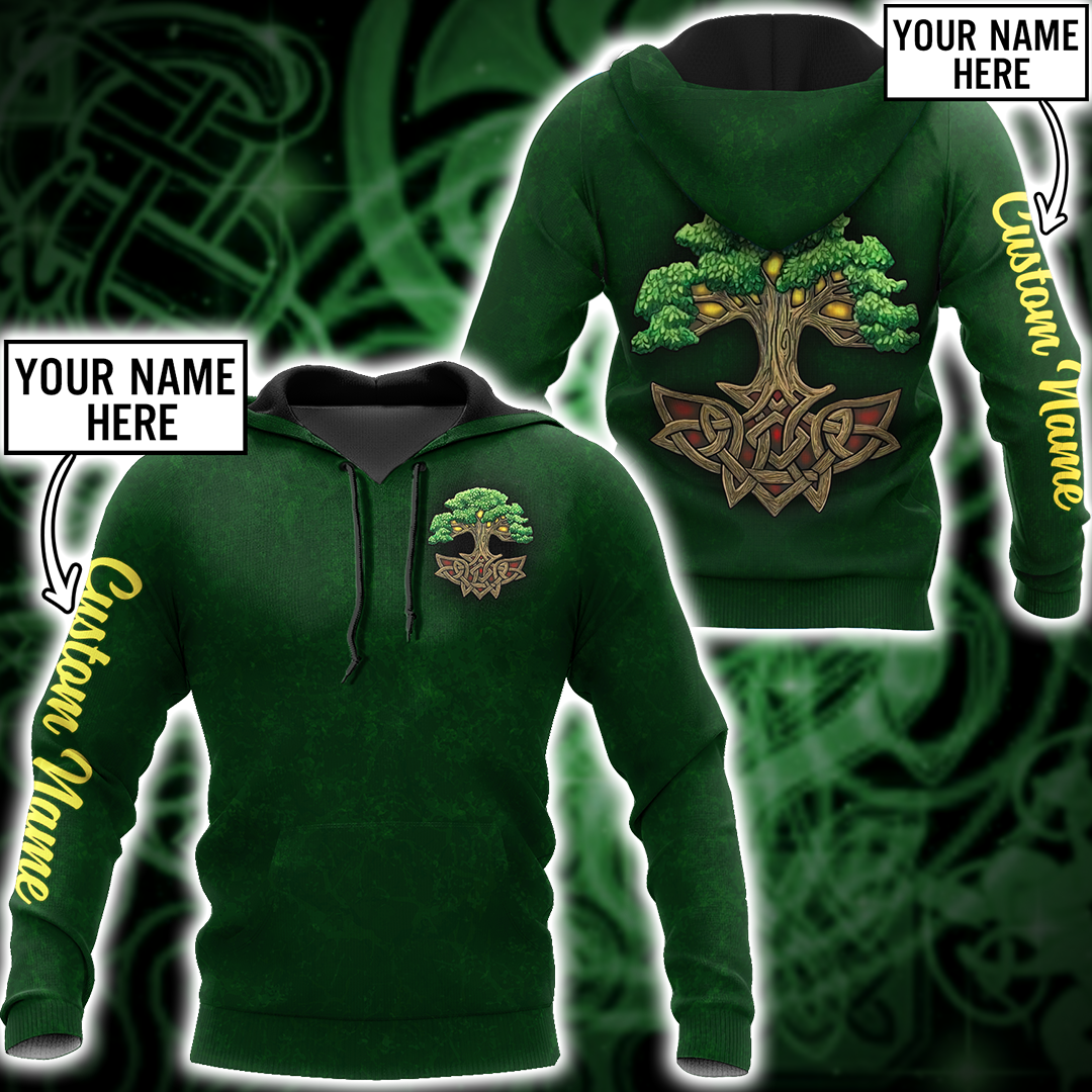 Dilypod Personalized Irish Tree Of Life Custom Name, St Patrick’S Day 3D Shirt, Tree Of Life Shamrock Shirt