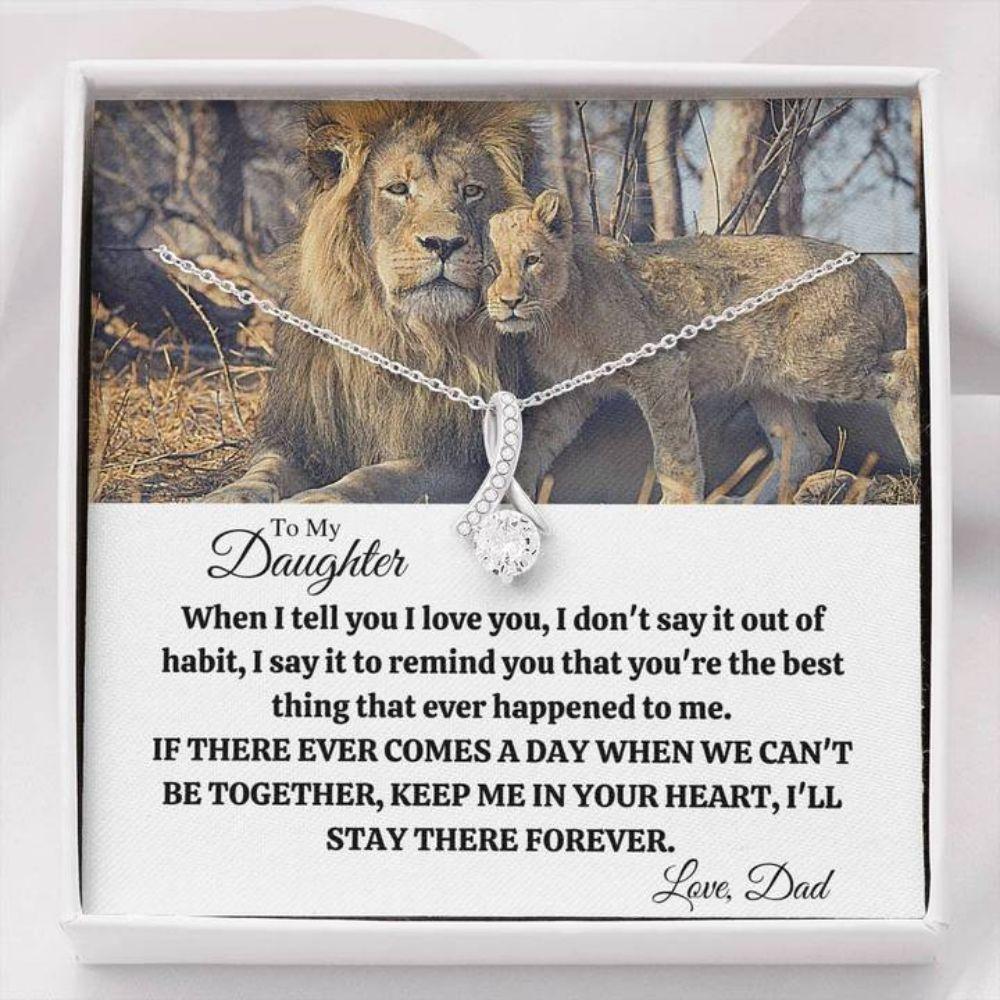 To My Daughter Out Of Habit Lion From Dad Mom – Daughter Petite Ribbon Necklace 0921