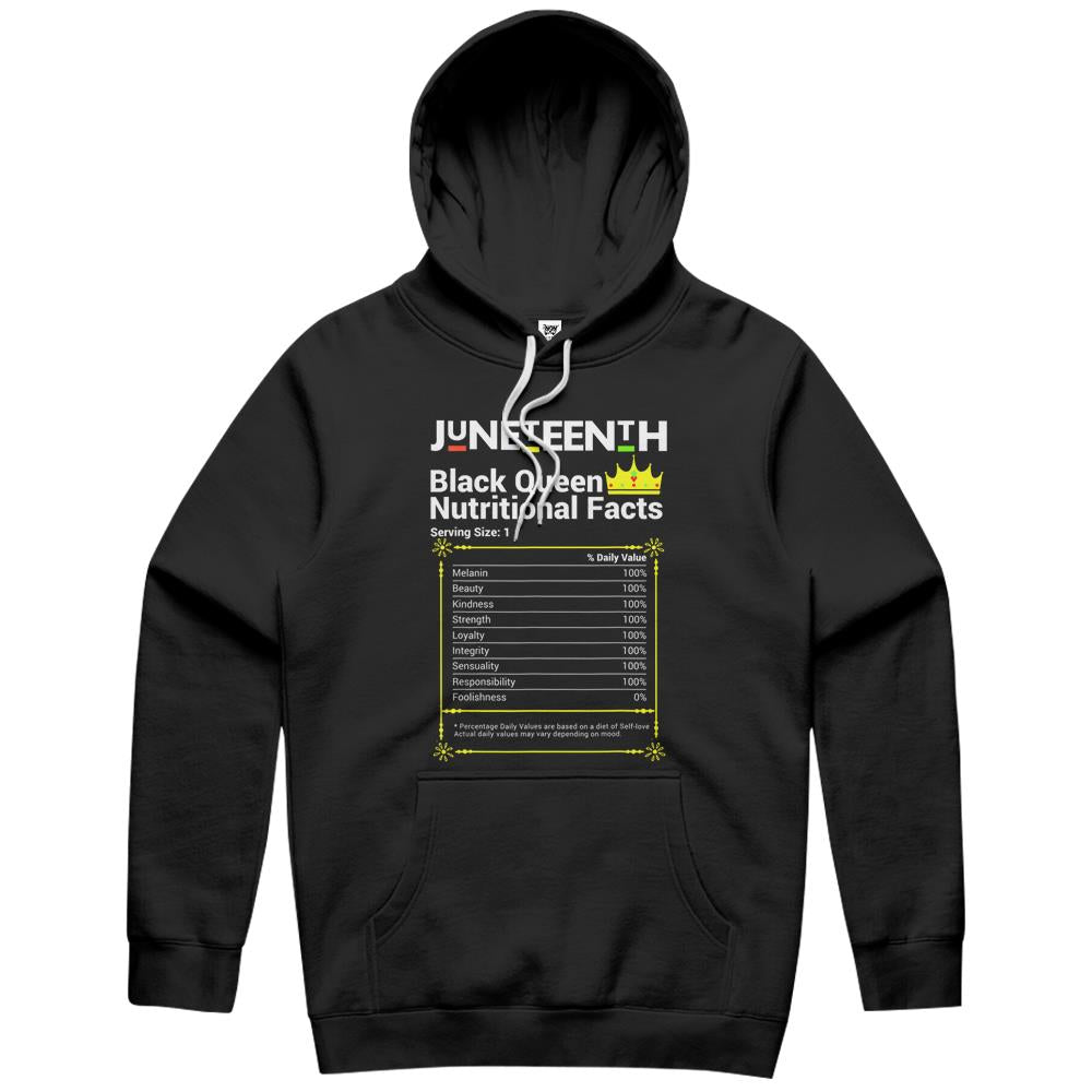 Nutritional Facts Shirt, Nutritional Facts Hoodie, Black Queen Nutrition Facts, Juneteenth Black Queen Nutritional Facts Melanin Women Girl Hoodie