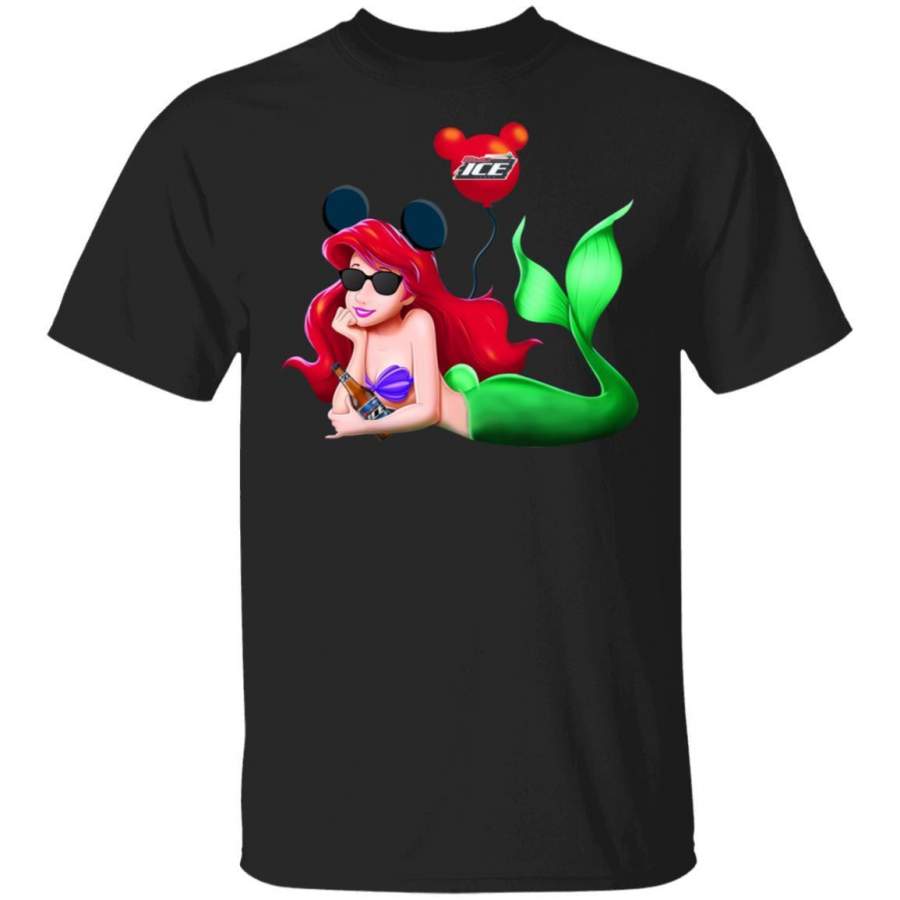 Ariel And Bud Ice T-shirt Funny Little Mermaid Beer Tee MT12