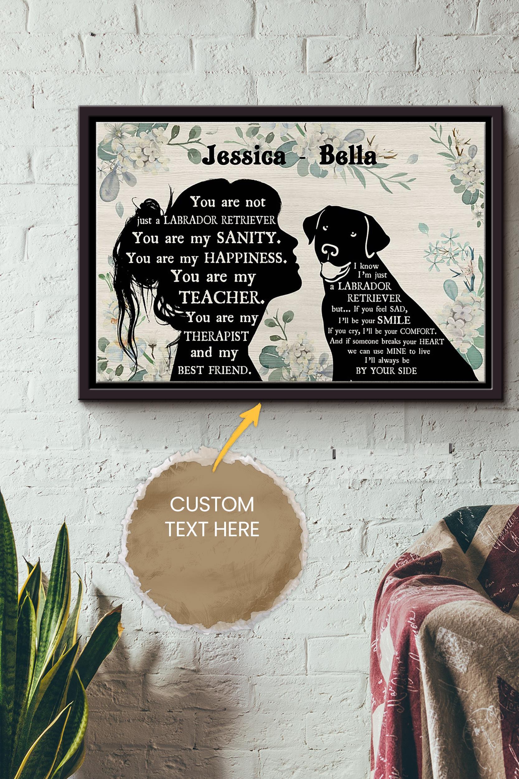 Labrador Girl Therapist Best Friend Personalized Poster – Animal Wall Art – Gift For Dog Lover Dog Foster Puppy Fan Framed Matte Canvas