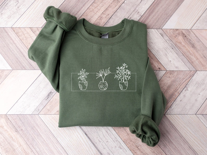 Plant Flower Embroidered Sweatshirt 2D Crewneck Sweatshirt All Over Print Sweatshirt For Women Sweatshirt For Men Sws3241