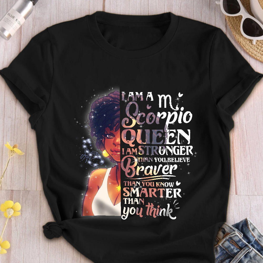 Scorpio Queen Birthday Afro Woman I’M Strong Melanin T Shirt