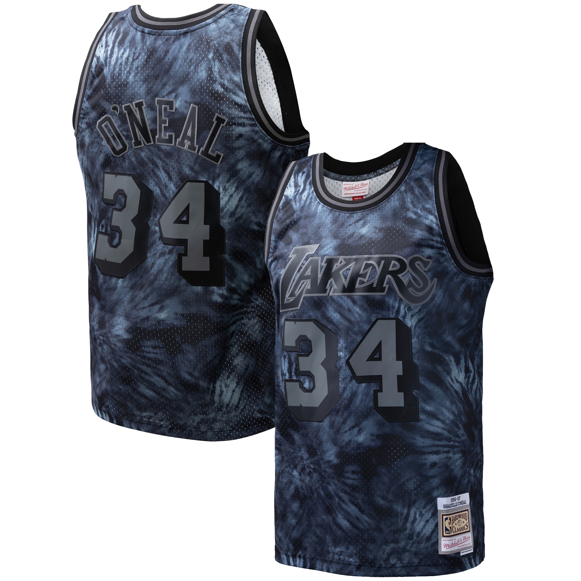 Shaquille O'Neal Los Angeles Lakers Mitchell & Ness Hardwood Classics 1996/97 Tie-Dye Swingman Jersey – Black