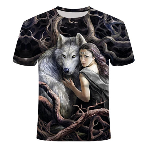 Wolf & Women Love 3D Print Tshirt