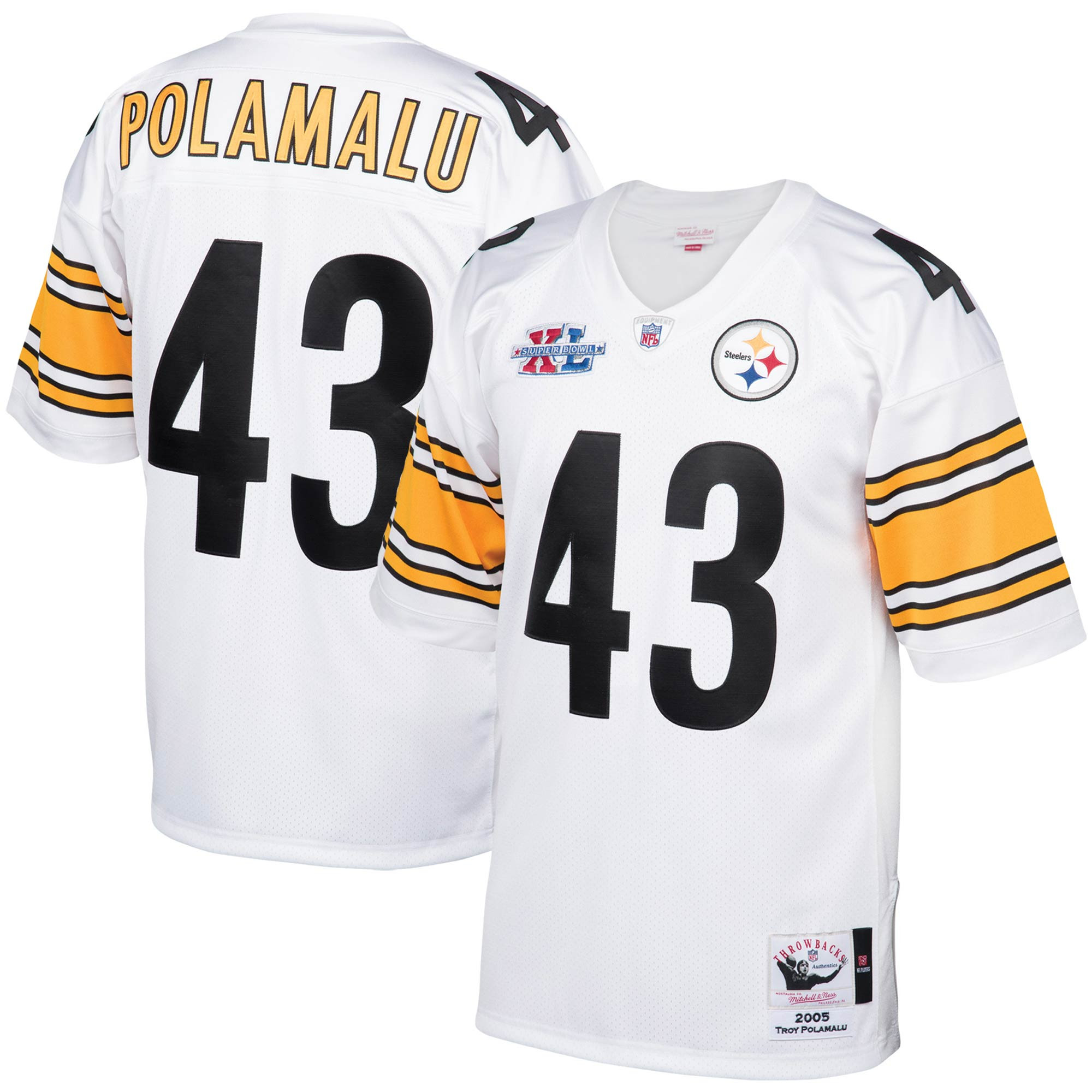 Troy Polamalu Pittsburgh Steelers Mitchell And Ness 2005 Authentic Throwback Retired Player Jersey White NFL