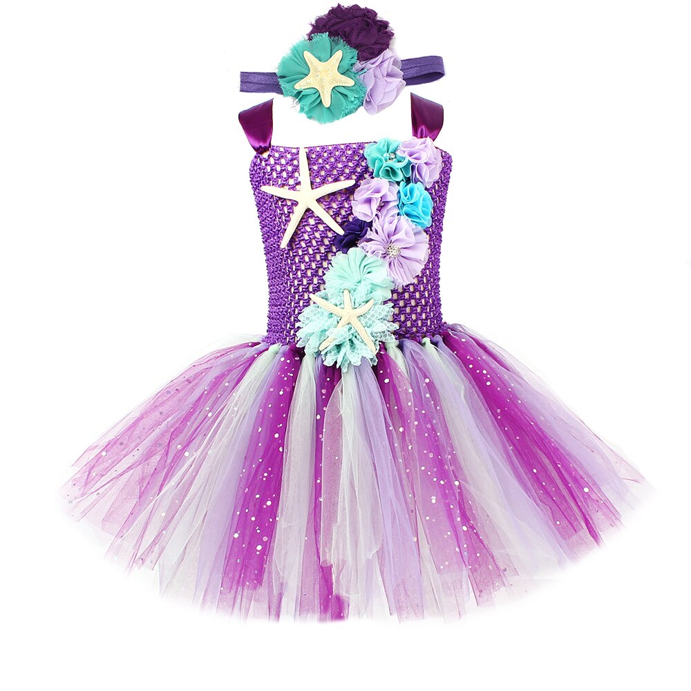 Sparkly Mermaid Girls Tutu Dress Princess Flower Kids Tutu Vestidos For Birthday Party Costume Elegant Sea-maid Dress Up Clothes alx