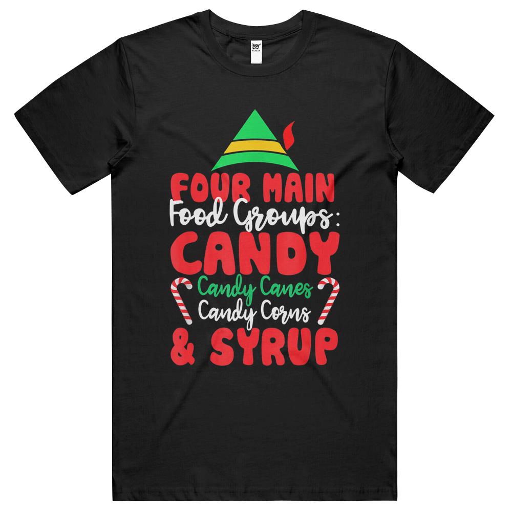 Christmas Four Main Food Groups Elf Buddy Xmas Pajama Gifts T Shirts